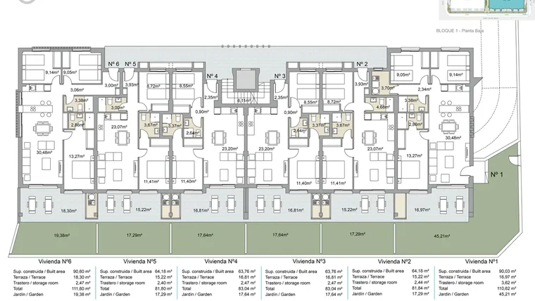 Rzut - Mieszkanie na sprzedaż 3 pokoje o powierzchni 109,95 m² - numer PB-PB-1 w Apartamenty w Pilar de la Horadada - 35274430