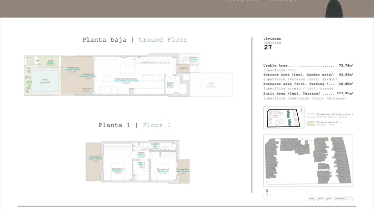 Rzut - Mieszkanie na sprzedaż 2 pokoje o powierzchni 73,76 m² - numer 0-AD-27 w Apartamenty w El Verger - 76383115