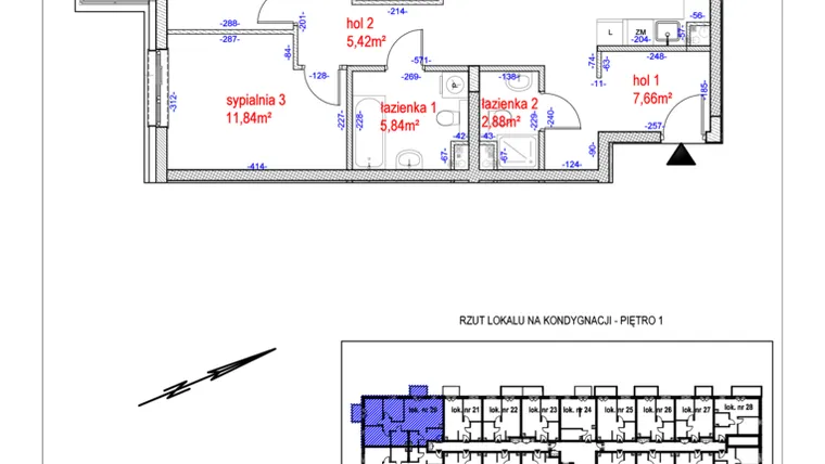 Rzut - Mieszkanie na sprzedaż 4 pokoje o powierzchni 86,68 m² - numer I.20 w Osiedle Natura Life budynki GHI