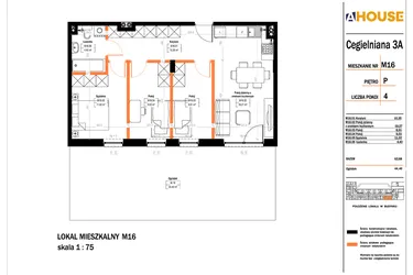 Rzut - Mieszkanie na sprzedaż 4 pokoje o powierzchni 62,68 m² - numer 16 w Osiedle StaLove etap II