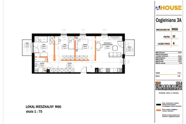Rzut - Mieszkanie na sprzedaż 4 pokoje o powierzchni 77,47 m² - numer 66 w Osiedle StaLove etap II