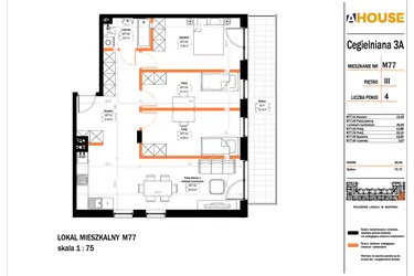 Rzut - Mieszkanie na sprzedaż 4 pokoje o powierzchni 80,39 m² - numer 77 w Osiedle StaLove etap II