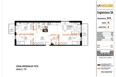 Rzut - Mieszkanie na sprzedaż 4 pokoje o powierzchni 90,12 m² - numer 79 w Osiedle StaLove etap II