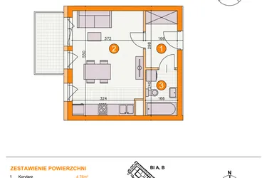 Rzut - Mieszkanie na sprzedaż 1 pokój o powierzchni 28,25 m² - numer BI/C10 w Osiedle Bocianie Gniazdo 2