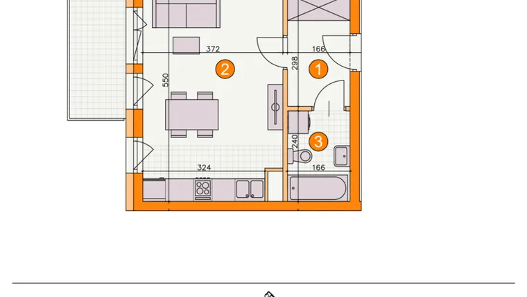 Rzut - Mieszkanie na sprzedaż 1 pokój o powierzchni 28,25 m² - numer BI/C10 w Osiedle Bocianie Gniazdo 2