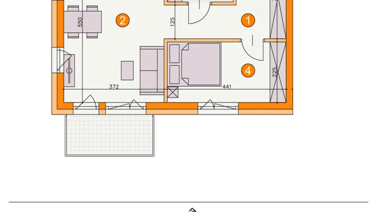 Rzut - Mieszkanie na sprzedaż 2 pokoje o powierzchni 42,15 m² - numer BI/C15 w Osiedle Bocianie Gniazdo 2