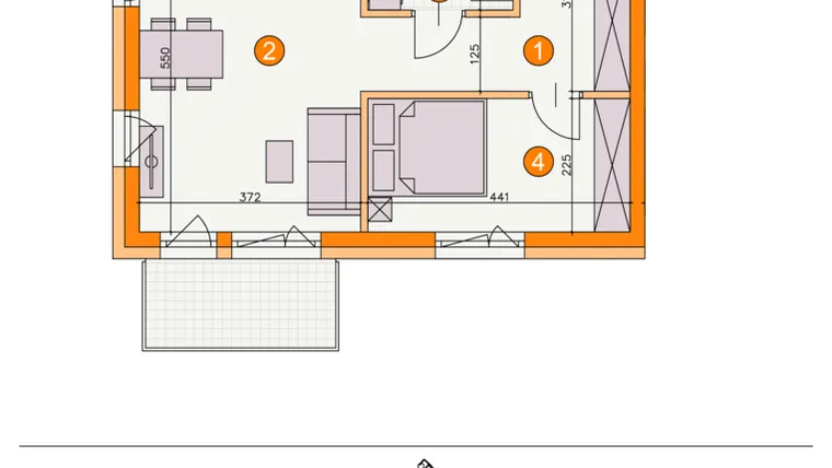 Rzut - Mieszkanie na sprzedaż 2 pokoje o powierzchni 41,97 m² - numer BIII/A7 w Osiedle Bocianie Gniazdo 2