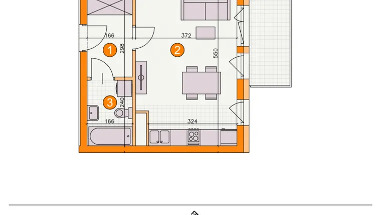 Rzut - Mieszkanie na sprzedaż 1 pokój o powierzchni 27,96 m² - numer BIII/B15 w Osiedle Bocianie Gniazdo 2