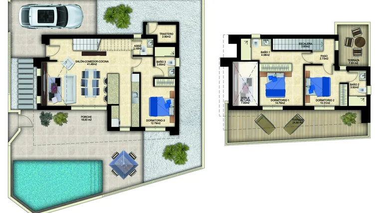 Rzut - Dom na sprzedaż 3 pokoje o powierzchni 240 m² - numer 1 w Dom w Benijófar - 60431985