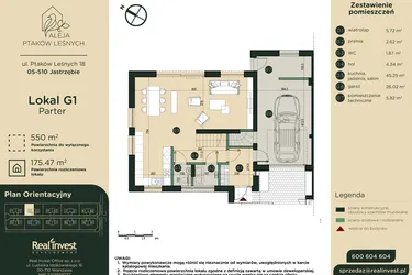 Rzut - Dom na sprzedaż 5 pokoi o powierzchni 174,81 m² - numer G1 w Aleja Ptaków Leśnych