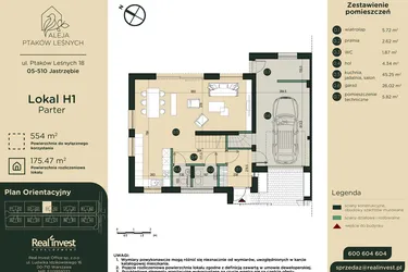 Rzut - Dom na sprzedaż 5 pokoi o powierzchni 174,81 m² - numer H1 w Aleja Ptaków Leśnych