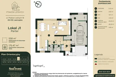 Rzut - Dom na sprzedaż 5 pokoi o powierzchni 174,81 m² - numer J1 w Aleja Ptaków Leśnych
