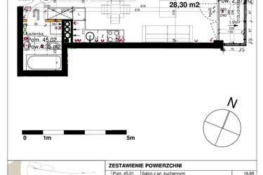 Rzut - Mieszkanie na sprzedaż 1 pokój o powierzchni 28,3 m² - numer M45 w Srebrzyńska Park IV