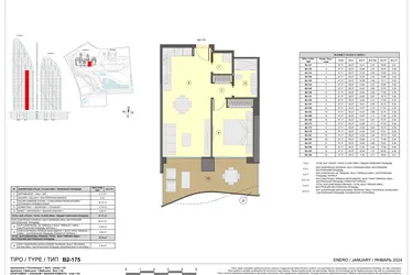 Rzut - Mieszkanie na sprzedaż 1 pokój o powierzchni 80 m² - numer 23-B2-193 w Apartamenty w Benidorm - 28229441