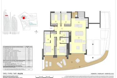Rzut - Mieszkanie na sprzedaż 4 pokoje o powierzchni 191 m² - numer 34-P2-276 w Apartamenty w Benidorm - 28229441