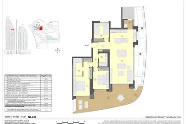 Rzut - Mieszkanie na sprzedaż 3 pokoje o powierzchni 154 m² - numer 28-N4-204 w Apartamenty w Benidorm - 28229441