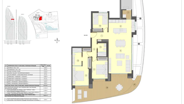 Rzut - Mieszkanie na sprzedaż 3 pokoje o powierzchni 154 m² - numer 28-N4-204 w Apartamenty w Benidorm - 28229441