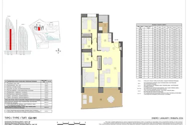 Rzut - Mieszkanie na sprzedaż 2 pokoje o powierzchni 109 m² - numer 2-C2-131 w Apartamenty w Benidorm - 28229441