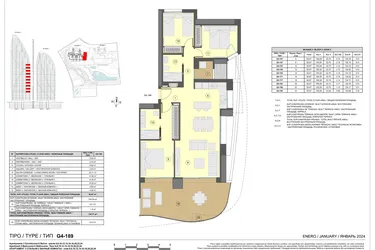 Rzut - Mieszkanie na sprzedaż 3 pokoje o powierzchni 134 m² - numer 12-G4-159 w Apartamenty w Benidorm - 28229441