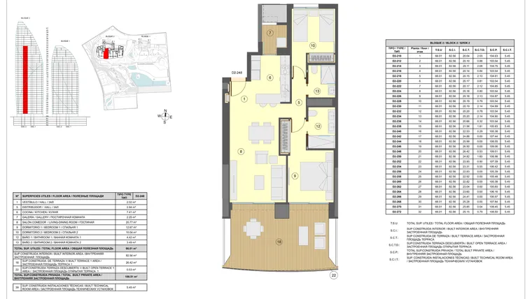 Rzut - Mieszkanie na sprzedaż 2 pokoje o powierzchni 105 m² - numer 24-D2-256 w Apartamenty w Benidorm - 28229441