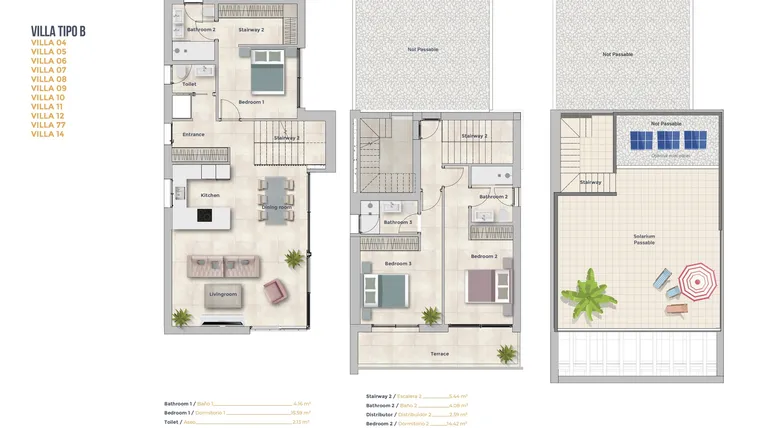 Rzut - Dom na sprzedaż 3 pokoje o powierzchni 141,5 m² - numer 12 w Domy w Finestrat - 95066039