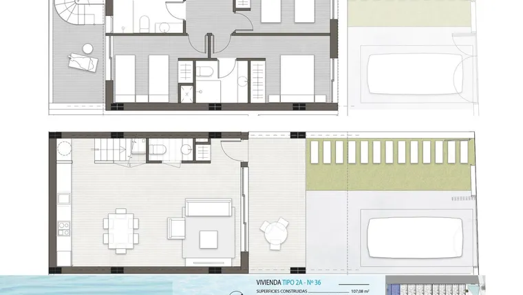Rzut - Dom na sprzedaż 3 pokoje o powierzchni 107,08 m² - numer 33 w Domy w Torre de la Horadada - 65010153