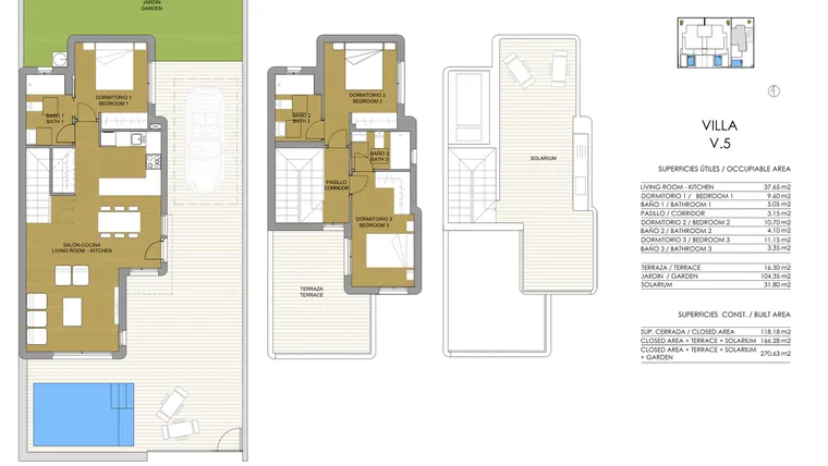 Rzut - Dom na sprzedaż 3 pokoje o powierzchni 270,63 m² - numer 1 w Dom w Pilar de la Horadada - 98188055