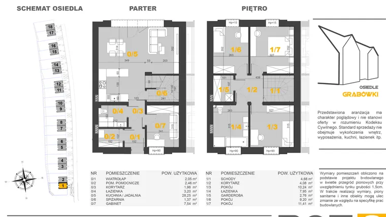 Rzut - Dom na sprzedaż 5 pokoi o powierzchni 99,17 m² - numer 1 w Osiedle Grabówki