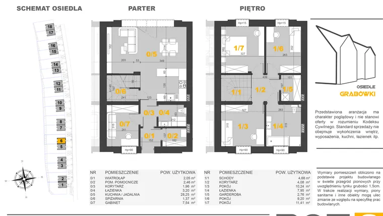 Rzut - Dom na sprzedaż 5 pokoi o powierzchni 99,19 m² - numer 6 w Osiedle Grabówki