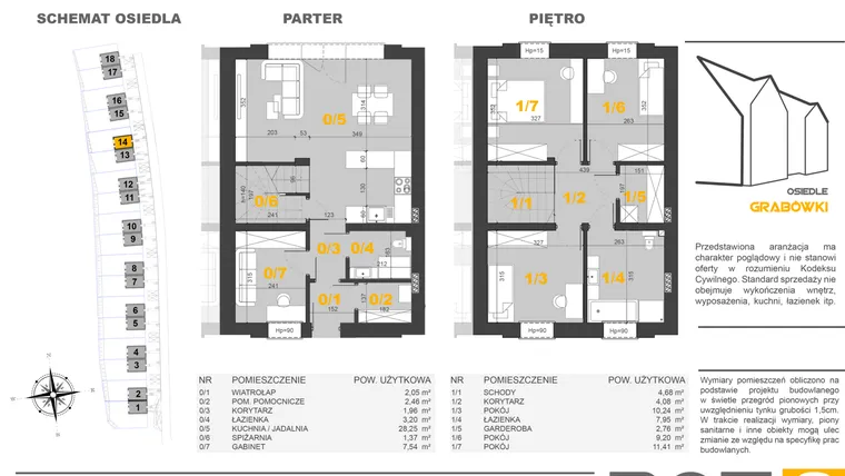 Rzut - Dom na sprzedaż 5 pokoi o powierzchni 98,98 m² - numer 14 w Osiedle Grabówki
