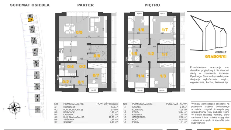 Rzut - Dom na sprzedaż 5 pokoi o powierzchni 98,92 m² - numer 17 w Osiedle Grabówki
