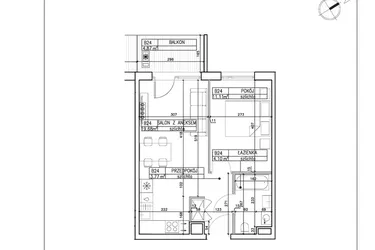 Rzut - Mieszkanie na sprzedaż 2 pokoje o powierzchni 38,66 m² - numer B24 w Symfonia - Chodkiewicza 9