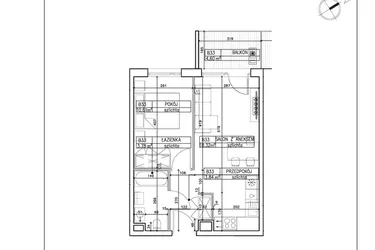 Rzut - Mieszkanie na sprzedaż 2 pokoje o powierzchni 36,55 m² - numer B33 w Symfonia - Chodkiewicza 9