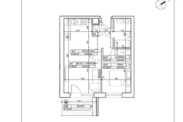 Rzut - Mieszkanie na sprzedaż 2 pokoje o powierzchni 39,95 m² - numer B47 w Symfonia - Chodkiewicza 9