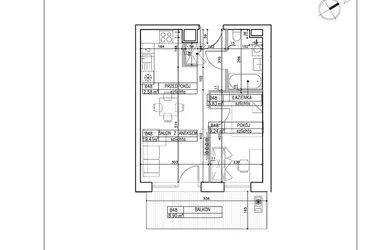 Rzut - Mieszkanie na sprzedaż 2 pokoje o powierzchni 35,06 m² - numer B48 w Symfonia - Chodkiewicza 9