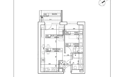 Rzut - Mieszkanie na sprzedaż 2 pokoje o powierzchni 39,43 m² - numer B52 w Symfonia - Chodkiewicza 9