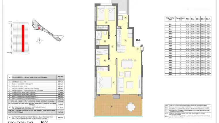 Rzut - Mieszkanie na sprzedaż 2 pokoje o powierzchni 94 m² - numer 20-B-40 w Apartamenty w Benidorm - 23051288