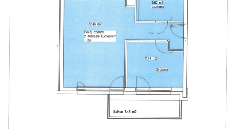 Rzut - Mieszkanie na sprzedaż 2 pokoje o powierzchni 49,52 m² - numer A.6 w Wólczańska 248 - etap II