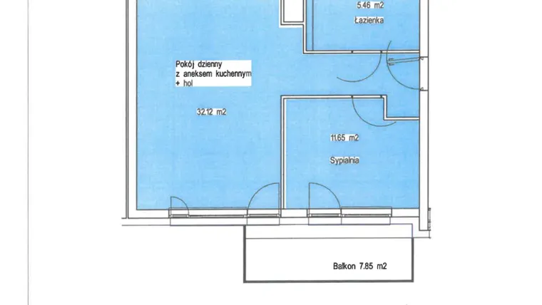Rzut - Mieszkanie na sprzedaż 2 pokoje o powierzchni 49,23 m² - numer A.11 w Wólczańska 248 - etap II