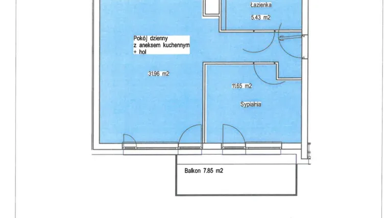 Rzut - Mieszkanie na sprzedaż 2 pokoje o powierzchni 49,04 m² - numer A.16 w Wólczańska 248 - etap II