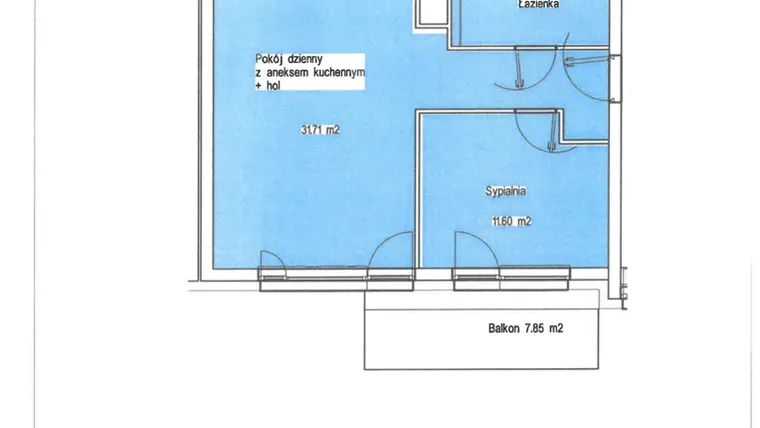 Rzut - Mieszkanie na sprzedaż 2 pokoje o powierzchni 48,75 m² - numer A.21 w Wólczańska 248 - etap II