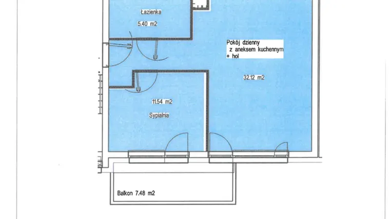 Rzut - Mieszkanie na sprzedaż 2 pokoje o powierzchni 49,06 m² - numer A.27 w Wólczańska 248 - etap II