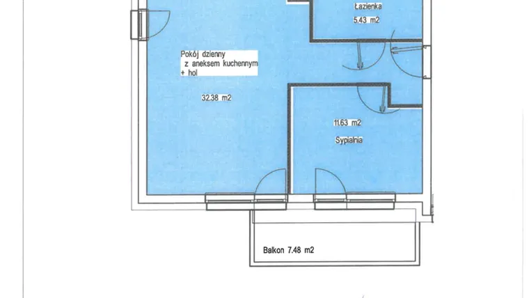 Rzut - Mieszkanie na sprzedaż 2 pokoje o powierzchni 49,44 m² - numer A.28 w Wólczańska 248 - etap II