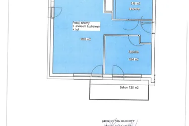 Rzut - Mieszkanie na sprzedaż 2 pokoje o powierzchni 49,02 m² - numer A.38 w Wólczańska 248 - etap II