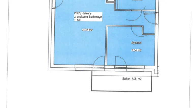 Rzut - Mieszkanie na sprzedaż 2 pokoje o powierzchni 49,02 m² - numer A.38 w Wólczańska 248 - etap II