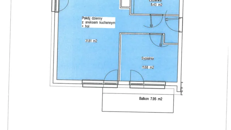Rzut - Mieszkanie na sprzedaż 2 pokoje o powierzchni 48,92 m² - numer A.42 w Wólczańska 248 - etap II