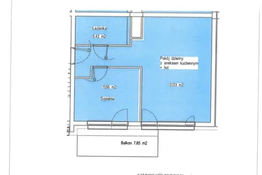 Rzut - Mieszkanie na sprzedaż 2 pokoje o powierzchni 48,62 m² - numer A.45 w Wólczańska 248 - etap II