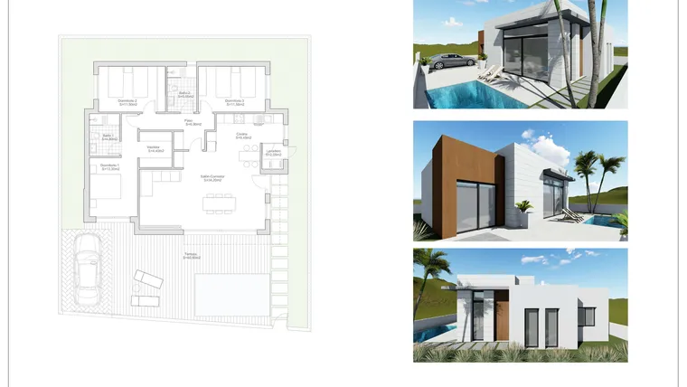 Rzut - Dom na sprzedaż 3 pokoje o powierzchni 117 m² - numer 5 w Domy w Pilar de la Horadada - 66958726