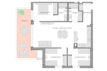 Rzut - Mieszkanie na sprzedaż 3 pokoje o powierzchni 101 m² - numer 2-7-2-3 w Apartamenty w Guardamar del Segura - 28271051