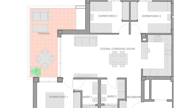 Rzut - Mieszkanie na sprzedaż 3 pokoje o powierzchni 101 m² - numer 6-3-2 w Apartamenty w Guardamar del Segura - 28271051